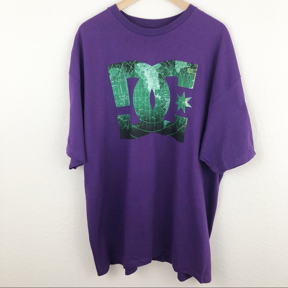 DC Shoes Purple World Map Logo Graphic Tee Sz XXL